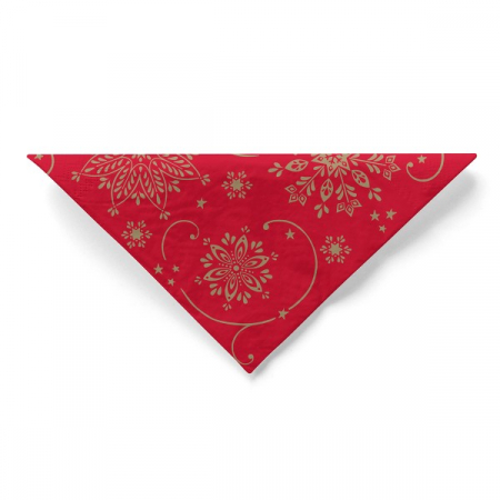 Servetele de masa de Craciun, 3 straturi, Tissue - Cristal (rosu-auriu) / 40 x 40 cm / 100 buc [3]