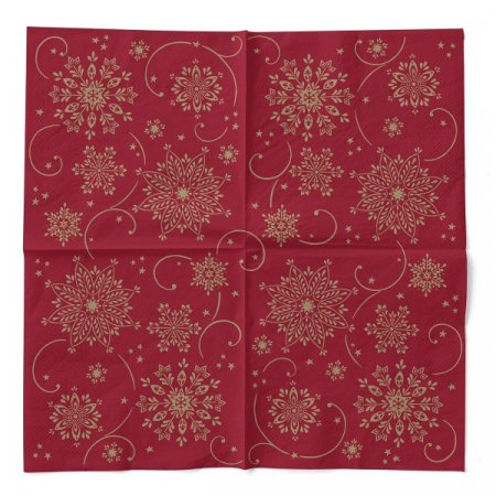 Servetele de masa de Craciun, 3 straturi, Tissue - Cristal (bordo-auriu) / 40 x 40 cm / 100 buc [2]