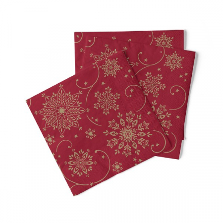 Servetele de masa de Craciun, 3 straturi, Tissue - Cristal (bordo-auriu) / 40 x 40 cm / 100 buc [1]