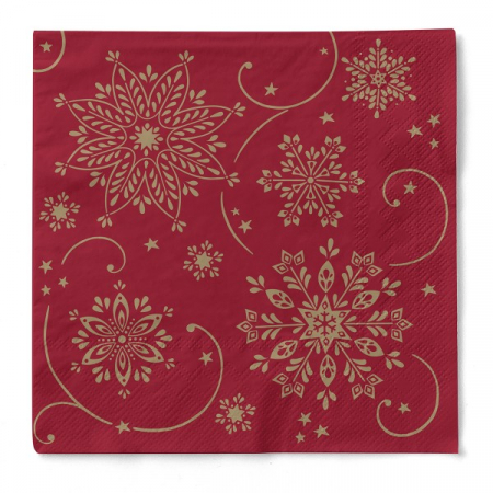 Produse - Servetele de masa de Craciun, 3 straturi, Tissue - Cristal (bordo-auriu) / 40 x 40 cm / 100 buc
