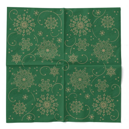 Servetele de masa de Craciun, 3 straturi, Tissue - Cristal (verde-auriu) / 40 x 40 cm / 100 buc [2]