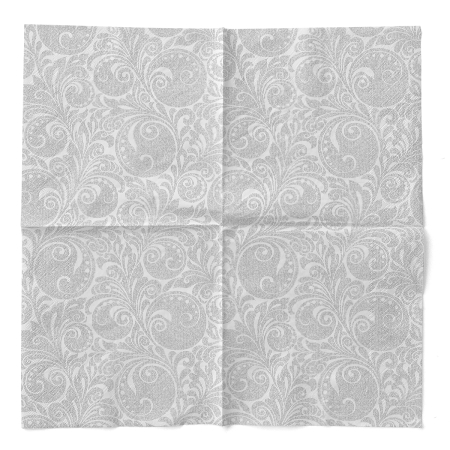 Servetele de masa de Craciun, 3 straturi, Tissue - Jordan weiss-silber / white-silver / 33 x 33 cm / 100 buc [2]