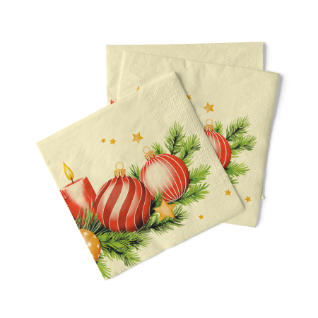 Servetele tissue 33 x 33 pentru Craciun - La comanda - Servetele de masa de Craciun, 3 straturi, Tissue - Kerstin champagner / champagne / 33 x 33 cm / 100 buc