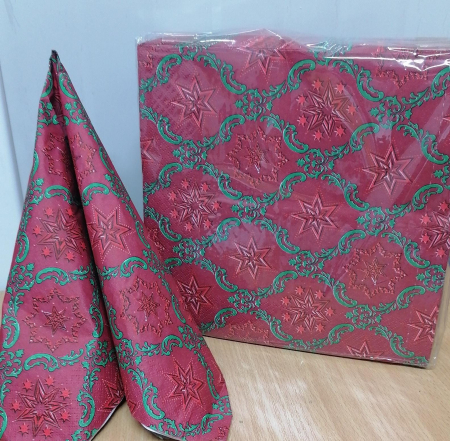 Produse - Servetele de masa de Craciun, 3 straturi, Tissue - Konstantin (bordo) / 40 x 40 cm / 100 buc