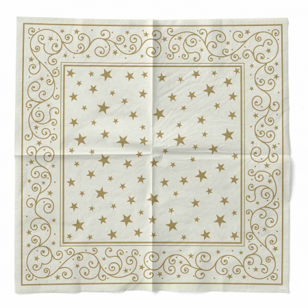 Servetele de masa de Craciun, 3 straturi, Tissue - Liam (crem) / 40 x 40 cm / 100 buc [2]