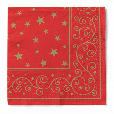 Produse - Servetele de masa de Craciun, 3 straturi, Tissue - Liam (rosii) / 40 x 40 cm / 100 buc