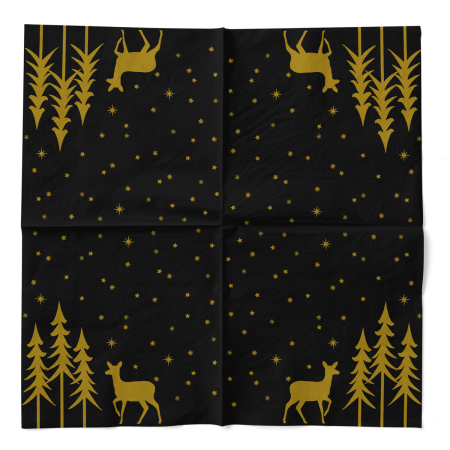 Servetele de masa de Craciun, 3 straturi, Tissue - Liane schwarz / black / 40 x 40 cm / 100 buc [2]