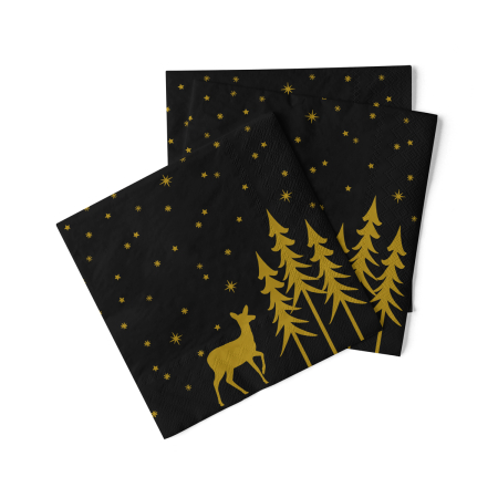 Servetele tissue 40 x 40 pentru Craciun - La comanda - Servetele de masa de Craciun, 3 straturi, Tissue - Liane schwarz / black / 40 x 40 cm / 100 buc