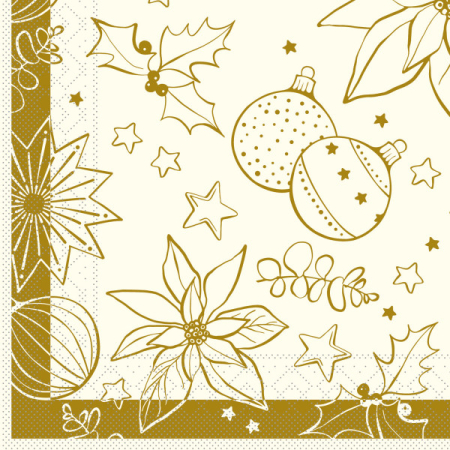 Servetele tissue 40 x 40 pentru Craciun - La comanda - Servetele de masa de Craciun, 3 straturi, Tissue - Milan champagner / champagne / 40 x 40 cm / 100 buc