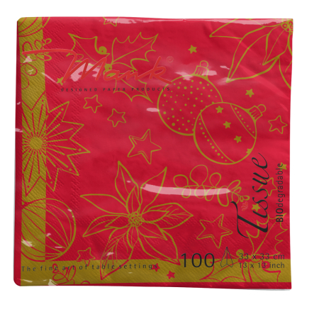 Servetele de masa de Craciun, 3 straturi, Tissue - Milan rot / red / 33 x 33 cm / 100 buc [1]