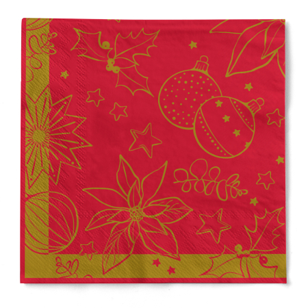Servetele de masa de Craciun, 3 straturi, Tissue - Milan rot / red / 33 x 33 cm / 100 buc [2]