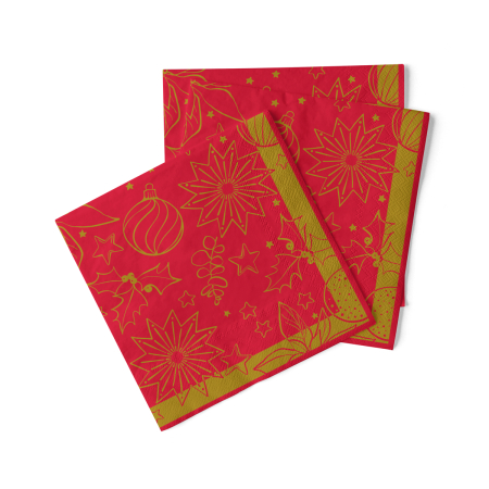 Servetele tissue 40 x 40 pentru Craciun - La comanda - Servetele de masa de Craciun, 3 straturi, Tissue - Milan rot / red / 40 x 40 cm / 100 buc