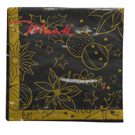 Servetele de masa de Craciun, 3 straturi, Tissue - Milan schwarz / black / 33 x 33 cm / 100 buc [2]