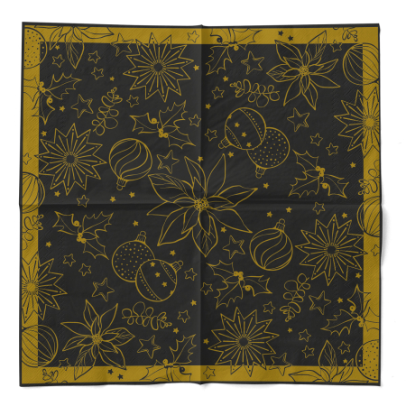 Servetele de masa de Craciun, 3 straturi, Tissue - Milan schwarz / black / 33 x 33 cm / 100 buc [5]