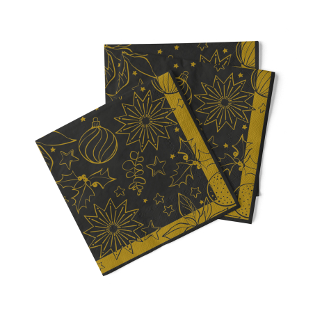Servetele tissue 40 x 40 pentru Craciun - La comanda - Servetele de masa de Craciun, 3 straturi, Tissue - Milan schwarz / black / 40 x 40 cm / 100 buc