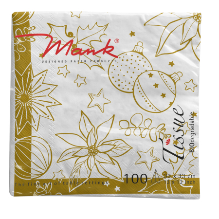Servetele de masa de Craciun, 3 straturi, Tissue - Milan weiß / white / 33 x 33 cm / 100 buc [1]