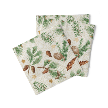 Servetele tissue 40 x 40 pentru Craciun - La comanda - Servetele de masa de Craciun, 3 straturi, Tissue - Pinea / 40 x 40 cm / 100 buc