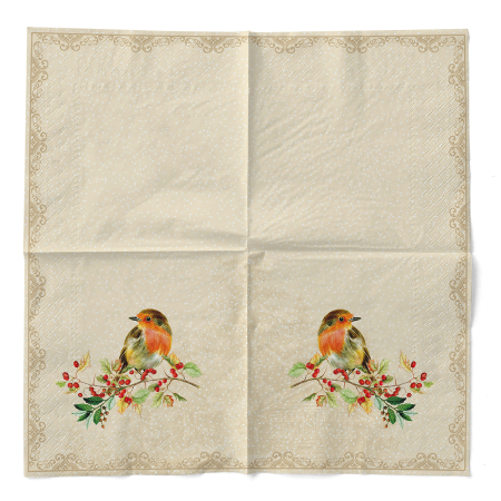 Servetele de masa de Craciun, 3 straturi, Tissue - Pippa beige / 40 x 40 cm / 100 buc [2]