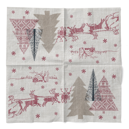 Servetele de masa de Craciun, 3 straturi, Tissue - Rudi / 33 x 33 cm / 100 buc [2]