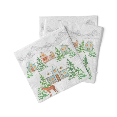 Servetele tissue 33 x 33 pentru Craciun - La comanda - Servetele de masa de Craciun, 3 straturi, Tissue - Sandy / 33 x 33 cm / 100 buc