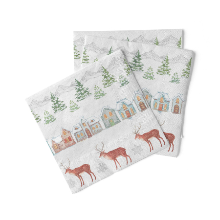 Servetele tissue 40 x 40 pentru Craciun - La comanda - Servetele de masa de Craciun, 3 straturi, Tissue - Sandy / 40 x 40 cm / 100 buc