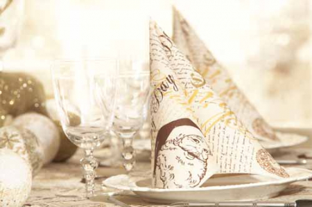Produse - Servetele de masa de Craciun, 3 straturi, Tissue - Santa (Mos Craciun) / 40 x 40 cm / 100 buc