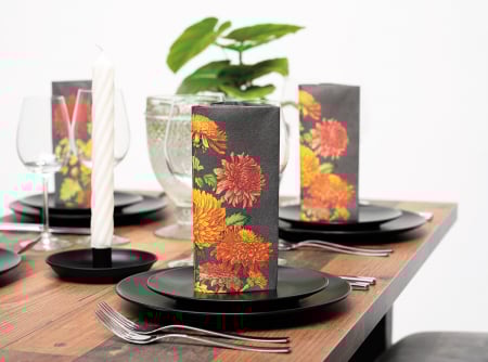 Servetele festive - TOAMNA - Servetele de masa festive Linclass - Amara (flori de toamna) / 40 x 40 cm / 50 buc