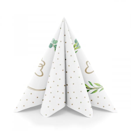 Servetele de masa festive Linclass Eukalyptus-Hertz (frunze eucalipt si inimioare) / 40 x 40 cm / 50 buc [8]
