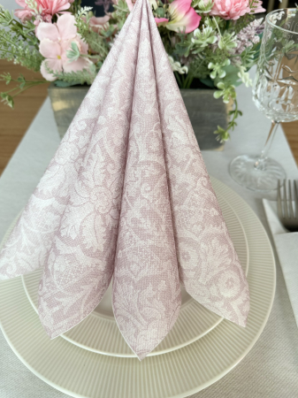 Servetele festive - ANIVERSARE SAU BOTEZ - Servetele de masa festive Linclass - Jacquard (roz pal) / 40 x 40 cm / 12 buc