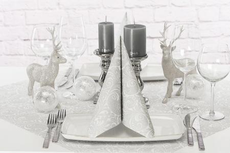 Servetele de masa festive Linclass - Jordan (Argintiu-alb) / 40 x 40 cm / 50 buc [1]