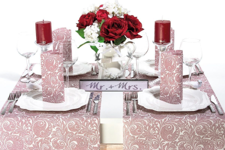 Servetele de masa festive Linclass pentru Revelion/Anul Nou Linclass - Jordan weiss-bordeaux / white-bordeaux / 40 x 40 cm / 50 buc [1]