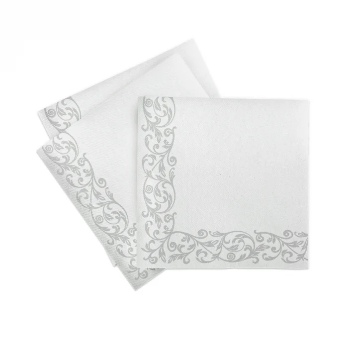 Servetele de masa festive Linclass-Light - Rob (model argintiu pe margine) / 40 x 40 cm / 50 buc [1]