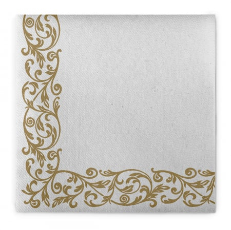 DECORURI DE MASA TEMATICE - Servetele de masa festive Linclass-Light - Rob (model auriu pe margine) / 40 x 40 cm / 50 buc