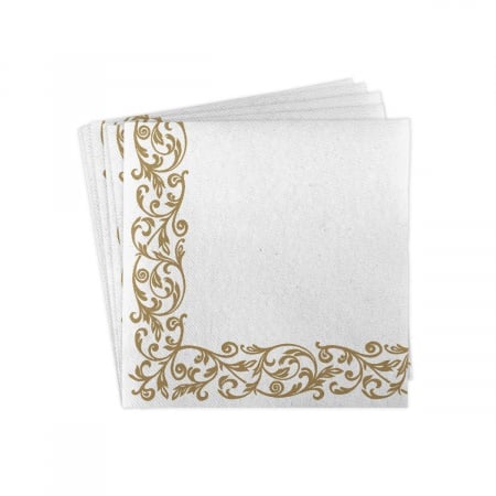 Servetele de masa festive Linclass-Light - Rob (model auriu pe margine) / 40 x 40 cm / 50 buc [3]
