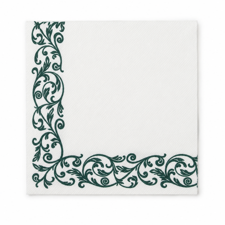 Servetele de masa festive Linclass-Light - Rob (model verde inchis pe margine) / 40 x 40 cm / 50 buc [1]