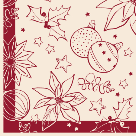 DECOR IARNA - Servetele de masa festive Linclass pentru Crăciun/Revelion - Milan (bej pal-bordo) / 40 x 40 cm / 50 buc