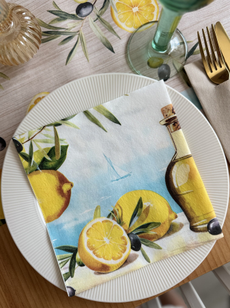 TEMATICA MARINA - Servetele de masa festive Linclass - Olives & Lemons /40 x 40 cm / 50 buc