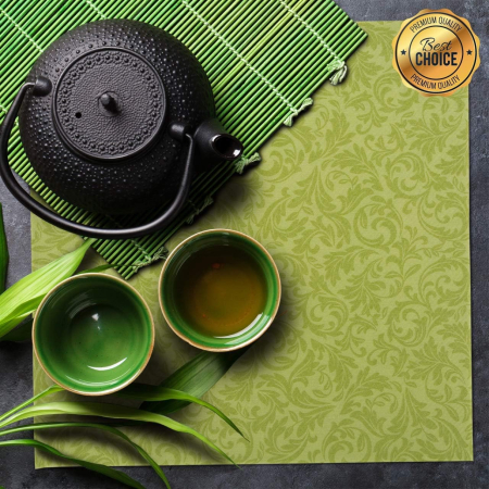 Servetele de masa festive Linclass - Ornaments (verde kiwi) / 40 x 40 cm / 50 buc [2]