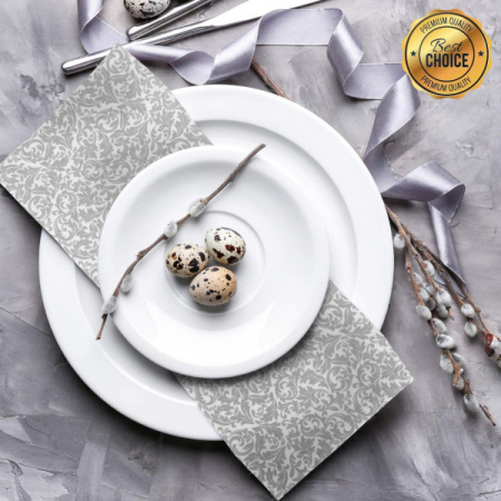 Servetele de masa festive Linclass - Ornaments (argintiu-alb) / 40 x 40 cm / 50 buc [1]