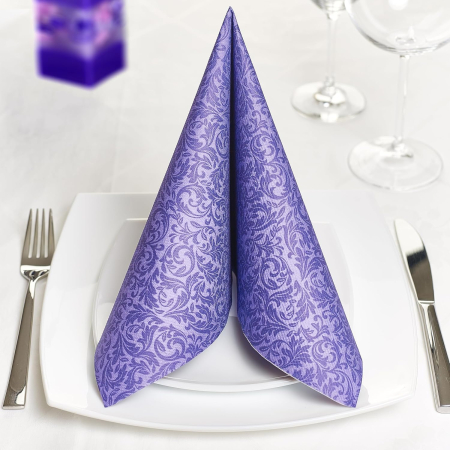 Servetele de masa festive Linclass - Ornaments (mov-mov inchis) / 40 x 40 cm / 50 buc [1]