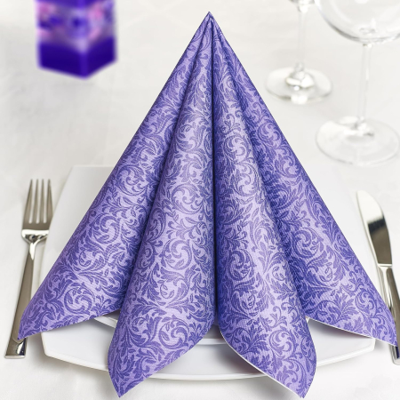 Servetele festive - NUNTA - Servetele de masa festive Linclass - Ornaments (mov-mov inchis) / 40 x 40 cm / 50 buc