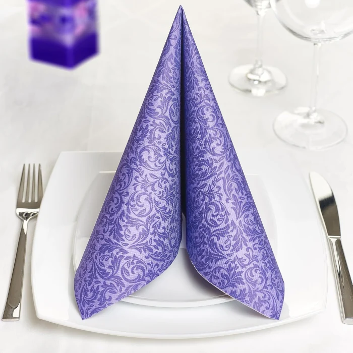 Colectie Limitata - Servetele de masa festive Linclass - Ornaments (mov-mov inchis) / 40 x 40 cm / 950 buc