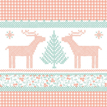 DECOR IARNA - Servetele de masa festive Linclass Noah (portocaliu pastel-turcoaz) / 40 x 40 cm / 50 buc