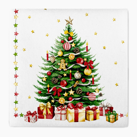 Servetele festive - IARNA/CRACIUN/REVELION - 2 x Servetele de masa festive Linclass pentru Craciun/ Revelion - Christmas Tree (Brad de Craciun) 40 x 40 cm / 50 buc