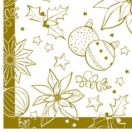 Servetele de masa festive Linclass pentru Craciun/Revelion - Milan (alb-auriu) / 40 x 40 cm / 50 buc [2]