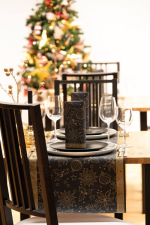 Servetele de masa festive Linclass pentru Craciun/Revelion - Milan (negru-auriu) / 40 x 40 cm / 50 buc [1]