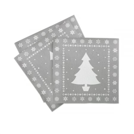 Servetele de masa festive Linclass pentru Craciun/Revelion - White Tree (argintiu) / 40 x 40 cm / 12 buc [3]