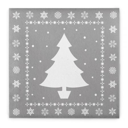 DECOR CRACIUN & REVELION - Servetele de masa festive Linclass pentru Craciun/Revelion - White Tree (argintiu) / 40 x 40 cm / 12 buc