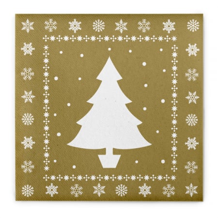 Servetele de masa festive Linclass pentru Craciun/Revelion - White Tree (auriu) / 40 x 40 cm / 12 buc [3]