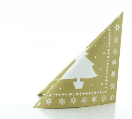 Servetele de masa festive Linclass pentru Craciun/Revelion - White Tree (auriu) / 40 x 40 cm / 12 buc [4]